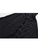 V-Neck Splice Lace Embroidery Flare Sleeve Lace-Up Cuff Black Gothic Knit T-Shirt