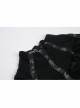 High Collar Front Chest Hollow-Out Metal Eyelets Strap Long Sleeve Black Punk T-Shirt