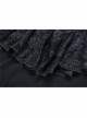 High Collar Front Chest Lace Flounce Long Sleeve Black Gothic Knit T-Shirt