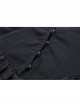 High Collar Front Chest Lace Flounce Long Sleeve Black Gothic Knit T-Shirt
