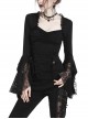 Black Gothic Lace Tassel Sleeves Knit T-Shirt