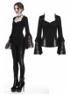 Black Gothic Lace Tassel Sleeves Knit T-Shirt