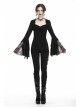 Black Gothic Lace Tassel Sleeves Knit T-Shirt