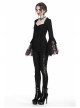 Black Gothic Lace Tassel Sleeves Knit T-Shirt