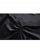 V-Neck Shoulder Floral Decals Flare Sleeve Black Gothic Velvet T-Shirt