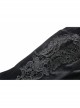 V-Neck Shoulder Floral Decals Flare Sleeve Black Gothic Velvet T-Shirt