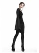 V-Neck Shoulder Floral Decals Flare Sleeve Black Gothic Velvet T-Shirt