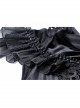Off-Shoulder Front Chest Decals Lace Lace-Up Cuff Black Gothic Velvet T-Shirt