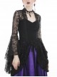 Black Gothic Gorgeous Lace Horn Sleeves Front Decals T-Shirt