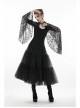 Black Gothic Gorgeous Lace Horn Sleeves Front Decals T-Shirt