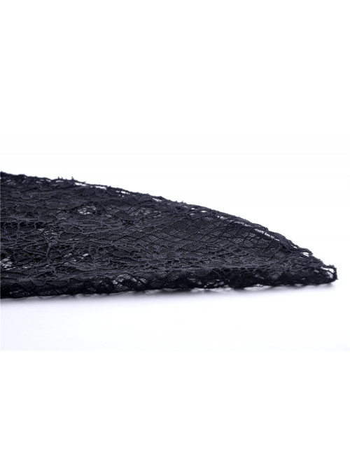 Black Gothic Gorgeous Lace Horn Sleeves Front Decals T-Shirt