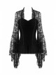 Black Gothic Gorgeous Lace Horn Sleeves Front Decals T-Shirt
