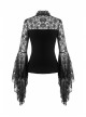 Black Gothic Gorgeous Lace Horn Sleeves Front Decals T-Shirt