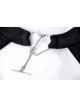 Off-Shoulder Metal Pendant Long Sleeve Black Punk Knit Halter T-Shirt