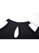 Off-Shoulder Metal Pendant Long Sleeve Black Punk Knit Halter T-Shirt