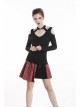 Off-Shoulder Metal Pendant Long Sleeve Black Punk Knit Halter T-Shirt