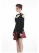 Off-Shoulder Metal Pendant Long Sleeve Black Punk Knit Halter T-Shirt