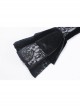 V-Neck Front Chest Lace Decals Flare Sleeve Black Gothic Velvet T-Shirt