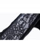 V-Neck Front Chest Lace Decals Flare Sleeve Black Gothic Velvet T-Shirt