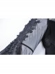 Front Waist Decals Lace-Up Mesh Flower Sleeve Black Gothic T-Shirt