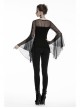 Front Waist Decals Lace-Up Mesh Flower Sleeve Black Gothic T-Shirt