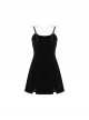 Steam Punk Female Casual Black PU Leather Strap High Waist Dress