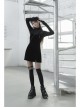 Steam Punk Female Casual Black PU Leather Strap High Waist Dress