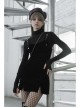 Steam Punk Female Casual Black PU Leather Strap High Waist Dress