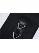 Front Hasp Shoulder Metal Nail Strap Decoration Long Sleeve Black Punk T-Shirt