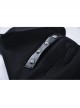 Front Hasp Shoulder Metal Nail Strap Decoration Long Sleeve Black Punk T-Shirt
