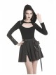 Front Hasp Shoulder Metal Nail Strap Decoration Long Sleeve Black Punk T-Shirt