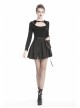 Front Hasp Shoulder Metal Nail Strap Decoration Long Sleeve Black Punk T-Shirt