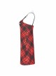 Steam Punk Female Black Red Lattice PU Leather Strap High Waist Dress