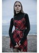 Steam Punk Female Black Red Lattice PU Leather Strap High Waist Dress