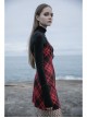 Steam Punk Female Black Red Lattice PU Leather Strap High Waist Dress
