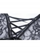 Decals Necklace Collar Back Lace-Up Lantern Sleeve Black Gothic Velvet T-Shirt