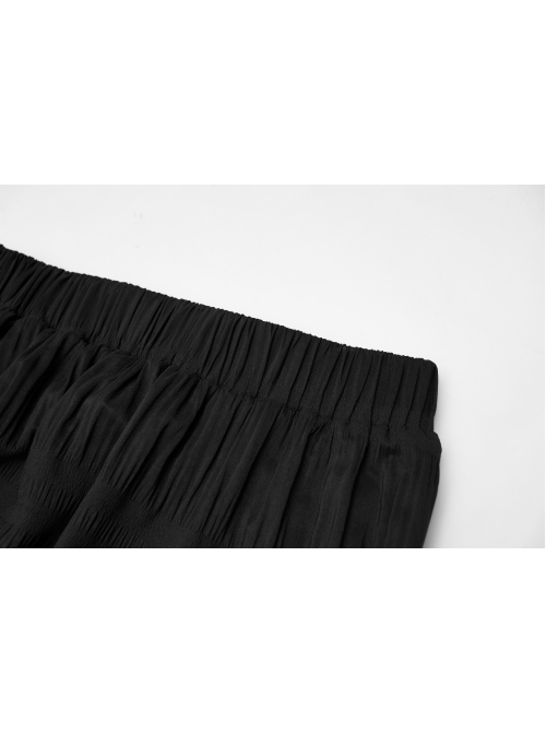 Steam Punk Female Casual Black Irregular Hem Elastic Long Skirt