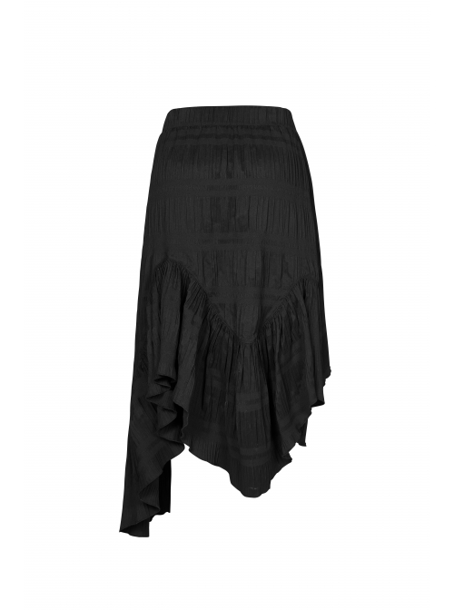 Steam Punk Female Casual Black Irregular Hem Elastic Long Skirt