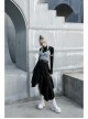 Steam Punk Female Casual Black Irregular Hem Elastic Long Skirt