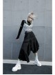 Steam Punk Female Casual Black Irregular Hem Elastic Long Skirt