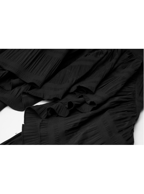 Steam Punk Female Casual Black Irregular Hem Elastic Long Skirt