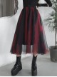 Steam Punk Female Black Red Mesh Stitching Loose Long Skirt