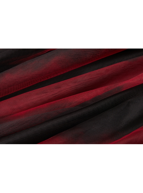 Steam Punk Female Black Red Mesh Stitching Loose Long Skirt