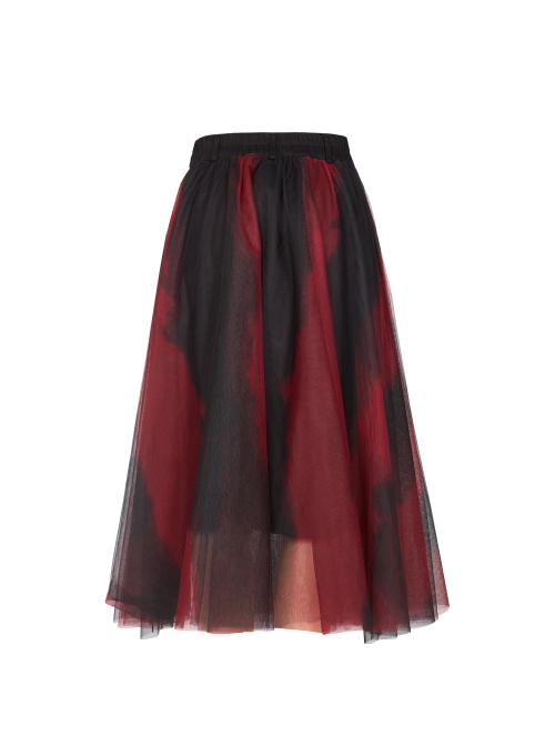 Steam Punk Female Black Red Mesh Stitching Loose Long Skirt