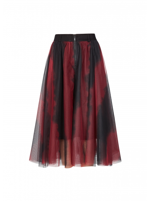 Steam Punk Female Black Red Mesh Stitching Loose Long Skirt
