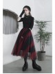 Steam Punk Female Black Red Mesh Stitching Loose Long Skirt