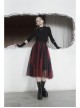 Steam Punk Female Black Red Mesh Stitching Loose Long Skirt