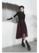 Steam Punk Female Black Red Mesh Stitching Loose Long Skirt