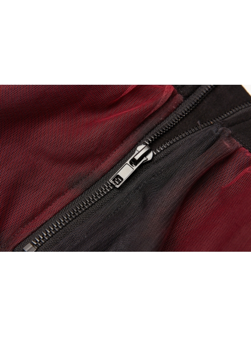 Steam Punk Female Black Red Mesh Stitching Loose Long Skirt
