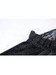 Black Gothic Lace-Up Collar Lace Shoulder Lantern Sleeve Velvet T-Shirt